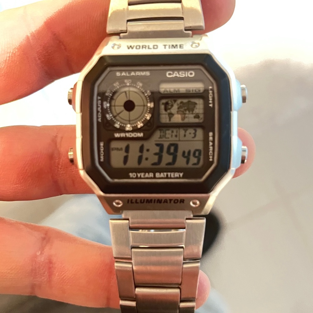 Casio Silver Digital Timepiece Illuminator
